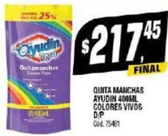Supermercados Yaguar QUITA MANCHAS AYUDIN 400ML COLORES VIVOS D/P oferta