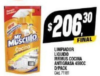 Supermercados Yaguar LIMPIADOR LIQUIDO MRMUS COCINA ANTIGRASA 450CC D/PACK Cod. 71181 oferta