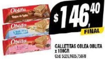 Supermercados Yaguar GALLETITAS OBLEA OBLITA X 100GR oferta