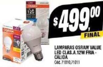 Supermercados Yaguar LAMPARAS OSRAM VALUE LED CLAS.A.12W FRIA - CALIDA oferta