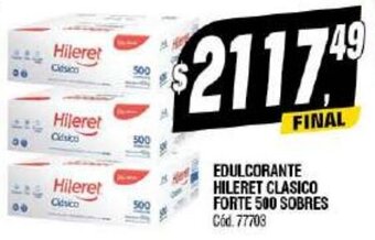 Supermercados Yaguar EDULCORANTE HILERET CLASICO FORTE 500 SOBRES Cód. 77703 oferta