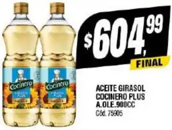 Supermercados Yaguar ACEITE GIRASOL COCINERO PLUS A.OLE.900CC oferta