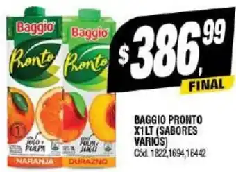 Supermercados Yaguar BAGGIO PRONTO X1 LT oferta