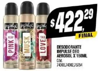 Supermercados Yaguar DESODORANTE IMPULSE DEO AEROSOL X 150ML oferta