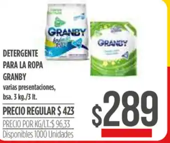 Supermercados Vea Grandby Detergente Para La Ropa 3kg oferta