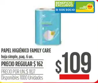 Supermercados Vea Papel Higiénico Family Care 6 un oferta