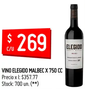 Walmart Vino Elegido Malbec x 750cc oferta