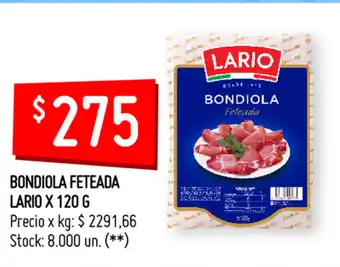 Walmart Lario Bondiola Feteada x 120g oferta