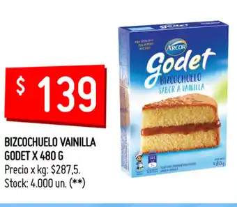 Walmart Bizcochuelo Vainilla Godet x 480g oferta