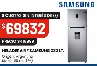 Changomas Heladera nf samsung 382 lt. oferta