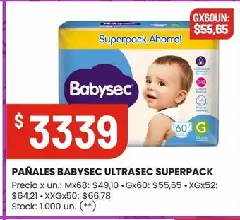 Changomas Pañales babysec ultrasec superpack oferta