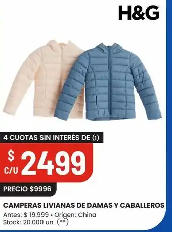 Changomas Camperas livianas de damas y caballeros oferta