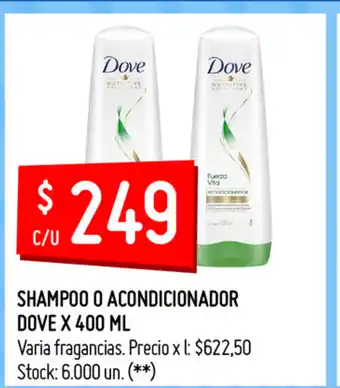 Walmart Dove Shampoo O Acondicionador x 400 ml oferta