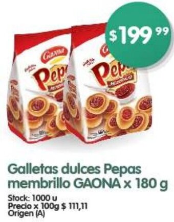 Supermercados Buenos Días Galletas dulces Pepas membrillo GAONA x 180 g oferta