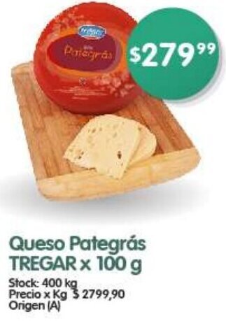 Supermercados Buenos Días Queso Pategrás TREGAR x 100 g oferta