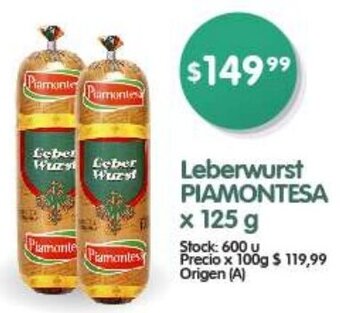 Supermercados Buenos Días Leberwurst PIAMONTESA x 125 g oferta