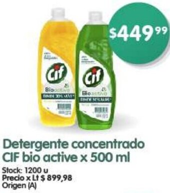 Supermercados Buenos Días Detergente concentrado CIF bio active x 500 ml oferta