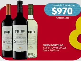 Supermercados Tadicor VINO PORTILLO X 750 ML VARIETALES Stock: 1.090 un. oferta