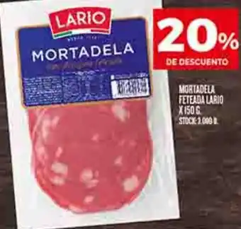 Supermercados DIA MORTADELA FETEADA LARIO X150 G STOCK: 3.000 oferta