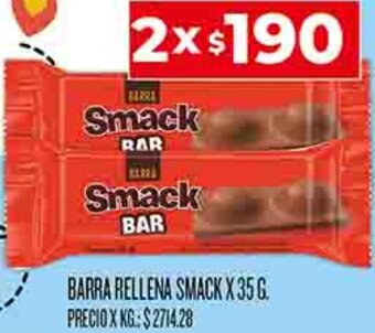 Supermercados DIA BARRA RELLENA SMACK X 35 G. oferta
