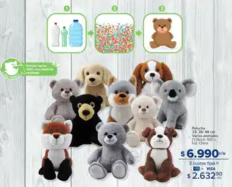 Carrefour Peluche 33/36/48 cm Varios animales (*) Stock: 100 u. Ind. China oferta
