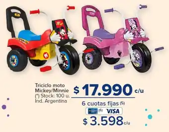 Carrefour Triciclo moto Mickey/Minnie $17.990c c/u oferta
