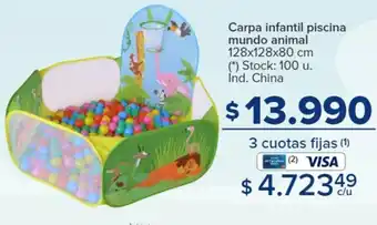 Carrefour Carpa infantil piscina mundo animal 128x128x80 cm (*) Stock: 100 u. Ind. China oferta