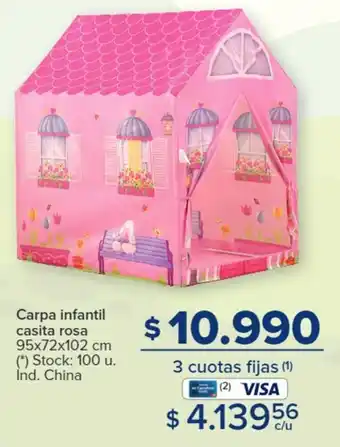 Carrefour Carpa infantil casita rosa 95x72x102 cm (*) Stock: 100 u. Ind. China oferta