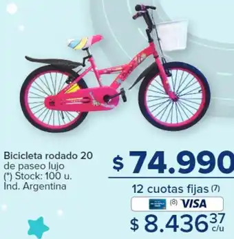 Carrefour Bicicleta rodado 20 de paseo lujo (*) Stock: 100 u. Ind. Argentina oferta