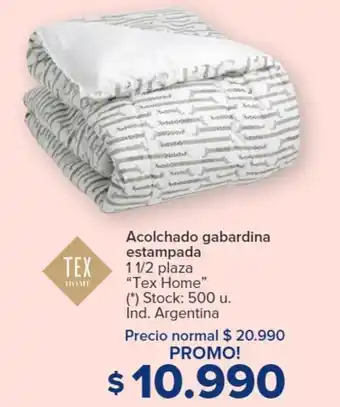 Carrefour Acolchado gabardina estampada 11/2 plaza "Tex Home" (*) Stock: 500 u. Ind. Argentina oferta