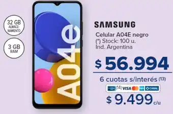 Carrefour SAMSUNG Celular A04E negro oferta