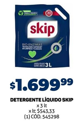 Makro DETERGENTE LÍQUIDO SKIP x 3 lt oferta