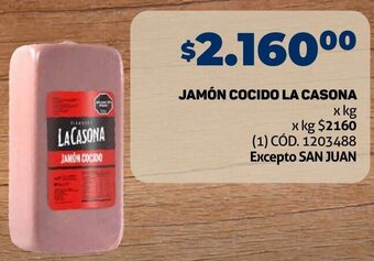 Makro JAMÓN COCIDO LA CASONA x kg oferta