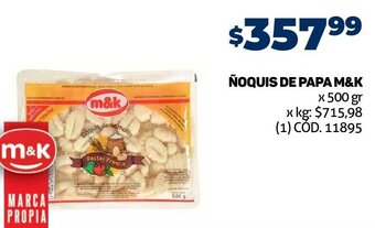 Makro ÑOQUIS DE PAPA M&K x 500 gr oferta