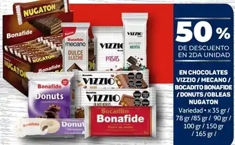 Makro EN CHOCOLATES VIZZIO / MECANO / BOCADITO BONAFIDE /DONUTS/OBLEAS NUGATON Variedad x 35 gr oferta