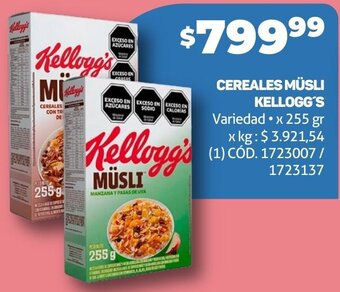 Makro CEREALES MÜSLI KELLOGG'S Variedad x 255 gr oferta