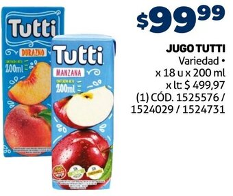 Makro JUGO TUTTI Variedad x 18 u x 200 ml oferta