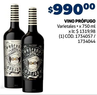 Makro VINO PRÓFUGO Varietales x 750 ml oferta