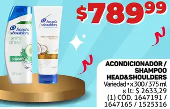 Makro ACONDICIONADOR/ SHAMPOO HEAD&SHOULDERS Variedad x300/375 ml oferta