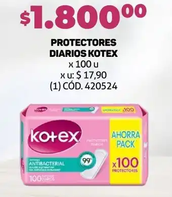 Makro PROTECTORES DIARIOS KOTEX x 100u oferta