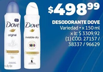 Makro DESODORANTE DOVE Variedad x 150 ml oferta