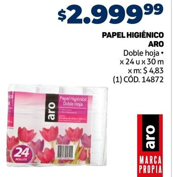 Makro PAPEL HIGIÉNICO ARO Doble hoja. x 24u x 30m oferta