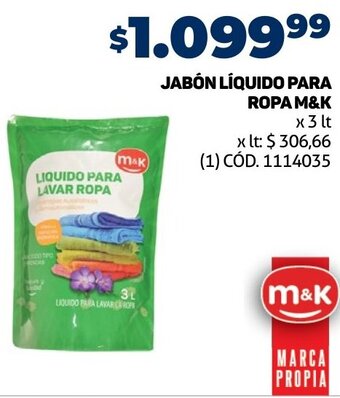 Makro JABÓN LÍQUIDO PARA ROPA M&K x 3 lt oferta