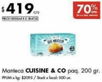 Disco Manteca CUISINE & CO paq. 200 gr. oferta