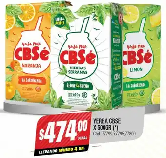Supermercados Yaguar YERBA CBSE X 500GR oferta
