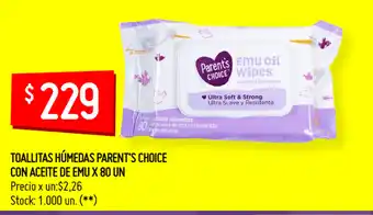 Walmart Parent's Choice Toallitas Húmedas con Aceite De Emu x 80 un oferta