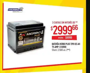 Walmart Batería Herbo Plus Tipo 65 Ah 75 Amp oferta