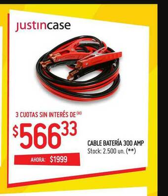 Walmart Cable Batería 300 Amp Justincase oferta