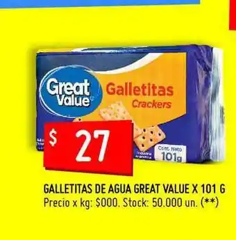 Walmart Galletitas De Agua Great Value x 101 g oferta