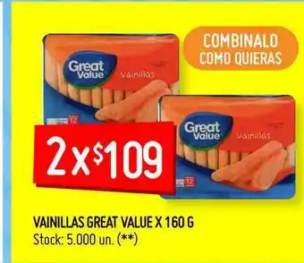 Walmart Vainillas Great Value x 160 g oferta